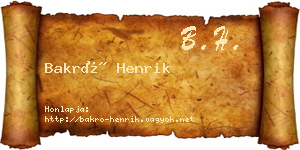 Bakró Henrik névjegykártya