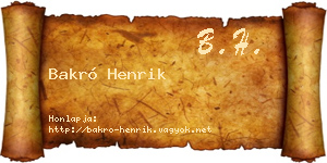 Bakró Henrik névjegykártya